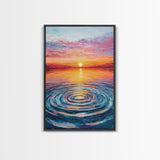 Ocean Ripple Canvas Print | Beach Sunset Painting | Seascape Wall Art | Coastal Decor | Living Room Wall Art | Vibrant Colors