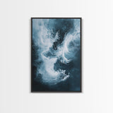 Abstract Ocean Mist Canvas Print | Modern Blue Wall Art | Fluid Painting | Minimalist Coastal Decor | Large Statement Artwork