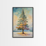 Winter Pine Tree Canvas Print Seasonal Landscape Art Snowy Forest Painting Nature Wall Art Christmas Home Decor Cozy Living Room