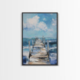 Wooden Pier Canvas Print Coastal Wall Art Beach House Decor Serene Ocean Painting Nautical Living Room Modern Home Gift