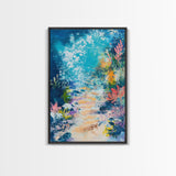 Underwater Fantasy Canvas Print Ocean Reef Wall Art, Abstract Sea Life Painting, Coastal Home Decor, Nautical Art, Beach House Decor