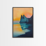 Sunset Cliff, Coastal Landscape Art, Seascape Painting, Ocean Wall Art, Living Room Art, Above Sofa Art, Framed Canvas Print