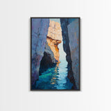 Secluded Cove, Coastal Landscape Art, Nautical Wall Art, Blue and Green Wall Art, Above Sofa Art, Extra Wide Art, Canvas Print
