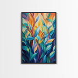 Vibrant Leaves, Botanical Art, Modern Abstract Art, Green Wall Art, Minimalist Art, Living Room Art, Canvas Print, Gift Idea