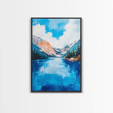 mountain painting, landscape painting, framed canvas print, lake Tahoe art, coastal landscape art, blue and green wall art, gift idea
