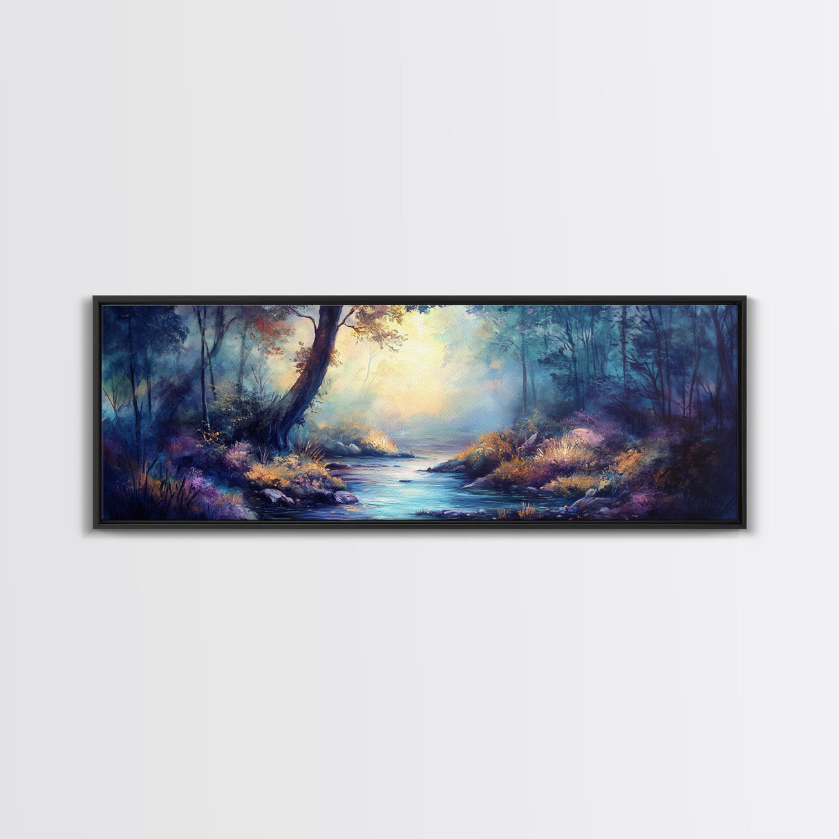 Enchanted Forest Stream Canvas Print Fantasy Landscape Wall Art Mystical Nature Decor Living Room Artwork Whimsical Tree Art