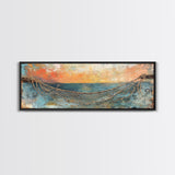 Fishing Net Sunset Canvas Print Coastal Wall Art Nautical Seaside Artwork Beach House Decor Ocean Landscape Framed Print