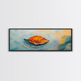 Autumn Leaf Water Ripples Canvas Print Fall Wall Art Nature Inspired Artwork Boho Home Decor Framed Minimalist Modern Print