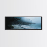 Foggy Beach Framed Canvas Print Moody Coastal Wall Art, Ocean Mist Seascape, Minimalist Nature Print, Tranquil Living Room Decor