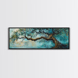 Ancient Oak Tree Framed Canvas Print - Moody Nature Wall Art, Dreamy Landscape Painting, Rustic Living Room Decor, Boho Tree Artwork