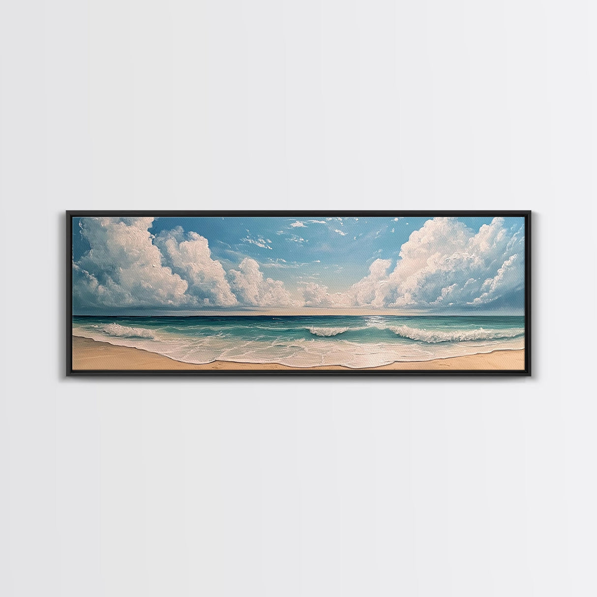 Ocean Wave Horizon Canvas Print Coastal Seascape Wall Art, Tranquil Beach Painting, Nautical Home Decor, Relaxing Living Room Artwork