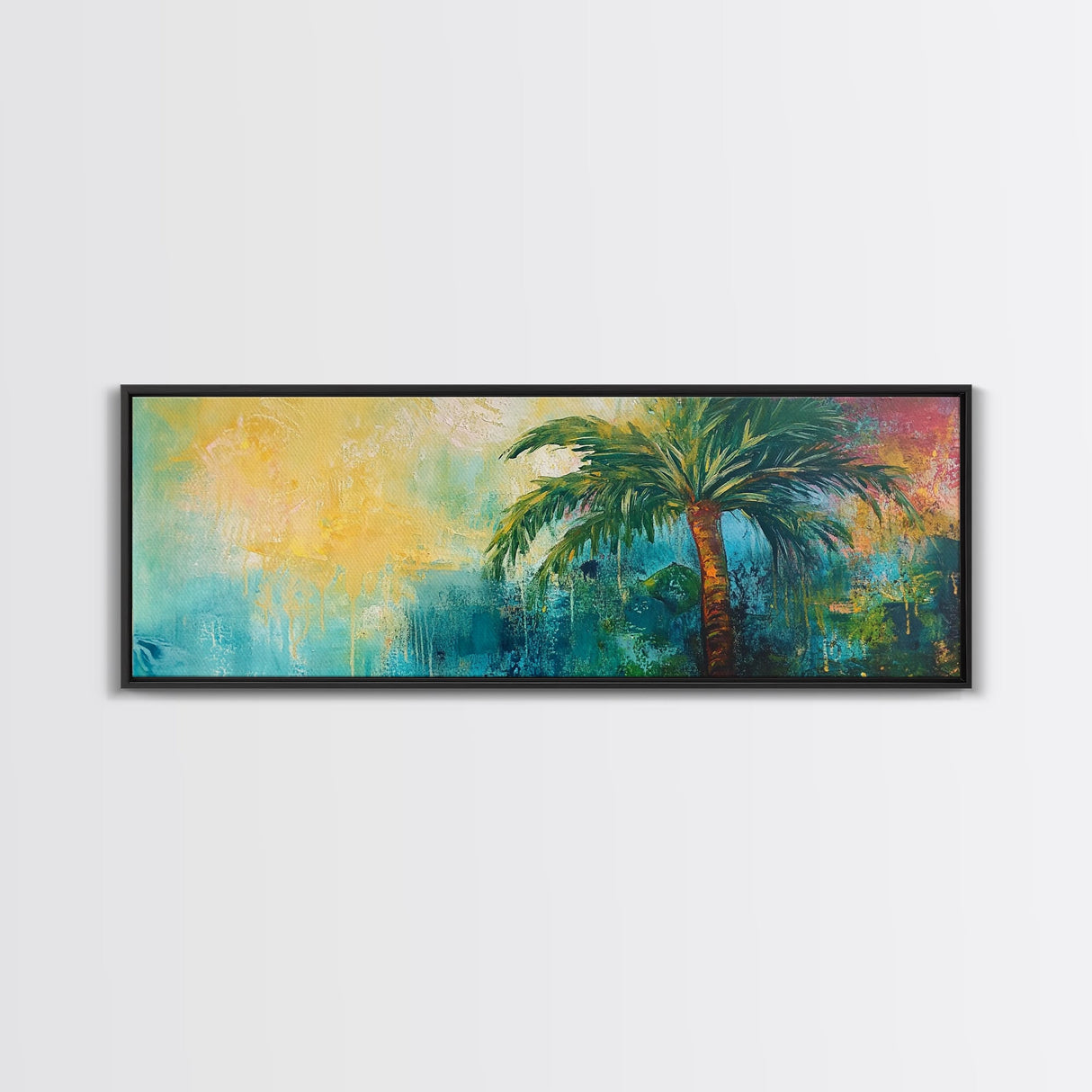 Tropical Palm Tree Canvas Print Colorful Beach Wall Art, Summer Vacation Vibes, Boho Coastal Painting, Vibrant Nature Inspired Decor