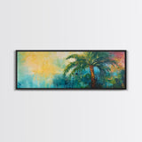 Tropical Palm Tree Canvas Print Colorful Beach Wall Art, Summer Vacation Vibes, Boho Coastal Painting, Vibrant Nature Inspired Decor