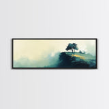 Lone Tree on Hill Canvas Print Minimalist Landscape Art, Tranquil Nature Painting, Neutral Wall Decor, Modern Home Office Artwork