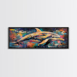 Vibrant Dolphin Art Canvas Print Ocean Wall Art Coastal Decor Colorful Animal Painting Modern Beach House Art Nautical Gift