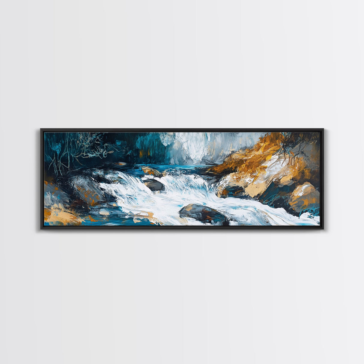 Wild River Rapids Framed Canvas Print Nature Landscape Art Rustic Cabin Wall Decor Adventure Themed Living Room Wall Art