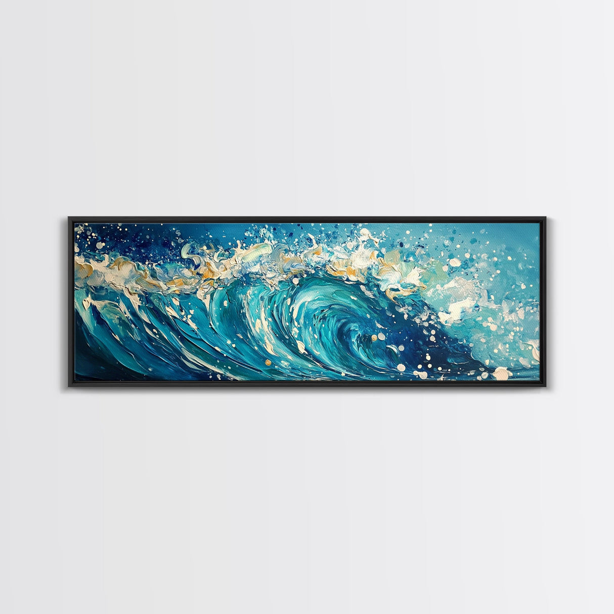 Ocean Wave, Blue Coastal Wall Art, Water Splash Painting, Beach House Decor, Canvas Print, Nautical Style, Bathroom Artwork