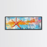 Starfish, Beach Themed Wall Art, Ocean Life Painting, Coastal Decor, Framed Canvas Print, Nautical Style, Living Room Artwork
