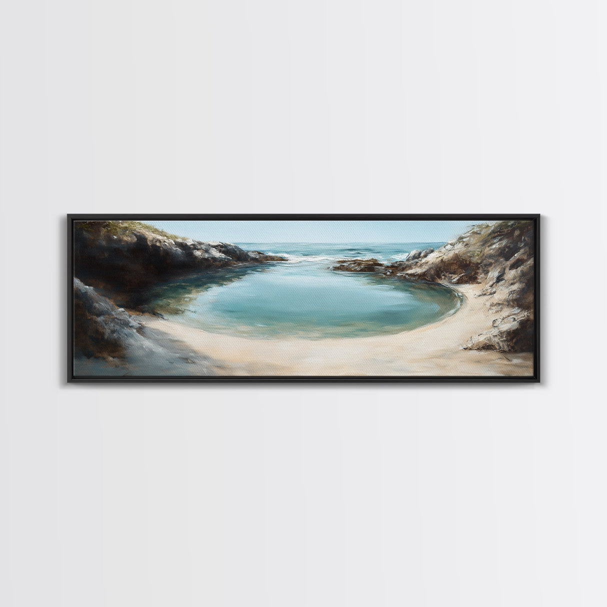 Hidden, Lagoon, Secluded, Beach, Canvas Print, Coastal Escape Art, Tranquil Water Scene, Bedroom Wall Art, Ocean Painting