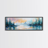 Mountain Lake, Sunset Reflection, Winter Scenery, Framed Canvas Print, Nature Wall Art, Cabin Decor, Home Art, Bedroom Decor