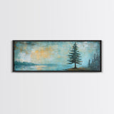 Solitary Tree, Abstract Nature, Textured Painting, Framed Canvas Print, Rustic Wall Art, Cozy Cabin Decor, Office Wall Decor