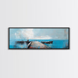 Ocean Pier, Blue Coastal Art, Nautical Wall Decor, Beach House Art, Living Room Wall Art, Seascape Painting, Canvas Print