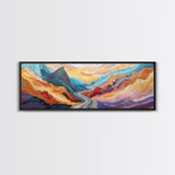 Desert Road, Colorful Mountain Art, Southwestern Landscape Painting, Earthy Boho Decor, Living Room Art, Canyon Print, Canvas Print