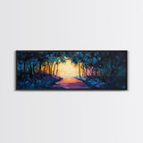 Enchanted Forest, Magical Nature Scene, Sunset Pathway Art, Mystical Landscape, Dreamy Wall Decor, Framed Canvas Print
