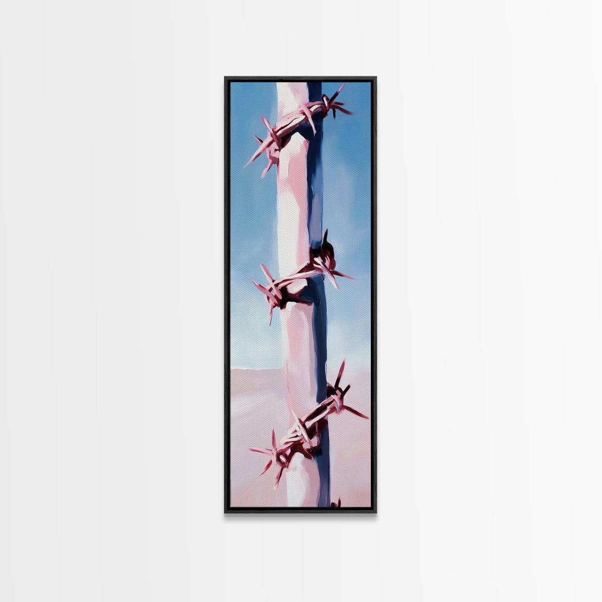 Barbed Wire Fence, Rustic Western, Moody Pink Art, Framed Canvas Print, Minimalist Farmhouse, Modern Wall Art, Entryway Decor