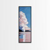 Cloud Reflection, Pink Sky, Blue Horizon, Framed Canvas Print, Minimalist Wall Art, Modern Decor, Living Room Art, Nature Print