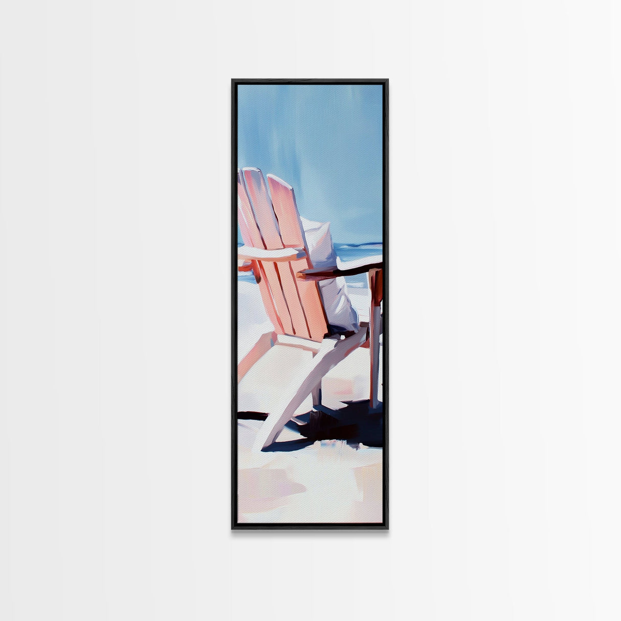 Adirondack Chair, Beachside Relaxation, Pink and Blue Art, Framed Canvas Print, Coastal Home Decor, Summer Vibes, Living Room Wall Art