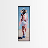 Summer Fashion, Beach Aesthetic, Coastal Decor, Framed Canvas Print, Minimalist Art, Modern Wall Art, Boho Style, Living Room Art