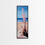 Beach Flowers, Ocean View, Coastal Art, Framed Canvas Print, Boho Seascape, Serene Landscape, Minimalist Beach Decor, Living Room Art