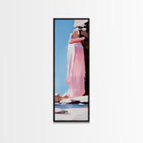 Embracing Couple, Romantic Wall Art, Beach Sunset, Minimalist Love Art, Framed Canvas Print, Dreamy Home Decor, Modern Aesthetic