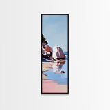Zen Reflections, Water Inspired Art, Minimalist Beach Scene, Tranquil Nature Painting, Relaxing Decor, Modern Framed Canvas Print