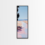 Country Road, Pastel Landscape Art, Rustic Farmhouse Wall Decor, Minimalist Painting, Serene Nature Scene, Living Room Framed Canvas Print
