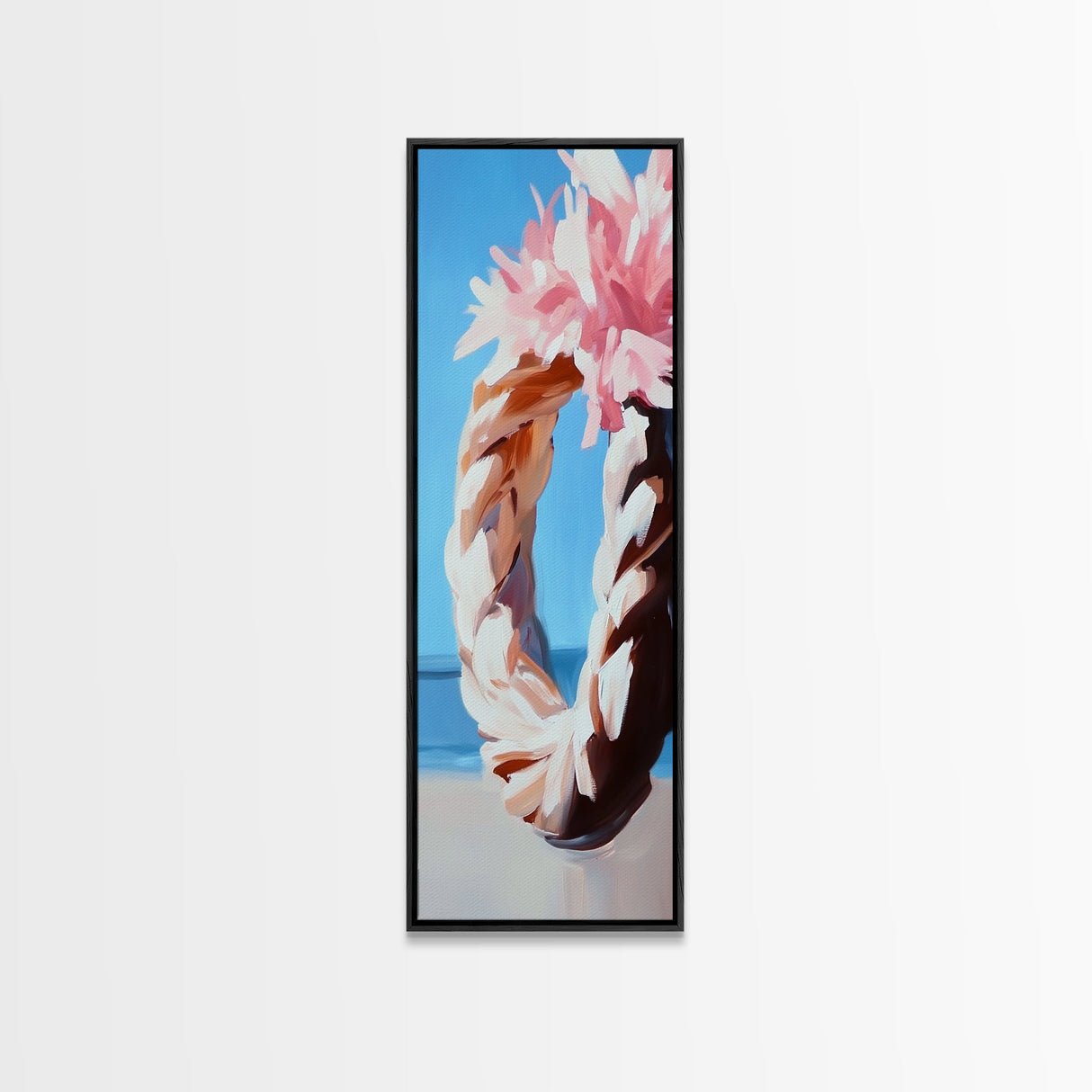Floral Wreath, Boho Chic Art, Soft Pastel Flowers, Feminine Wall Decor, Spring Inspired Painting, Bedroom Framed Canvas Print