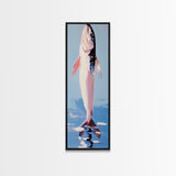 Fish, Water, Minimalist Art, Ocean, Coastal Decor, Marine Life, Blue, White, Kitchen Wall Art, Framed Canvas Print