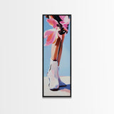 White Cowboy Boots, Boho Fashion, Stylish Art, Framed Canvas Print, Western Wall Decor, Country Chic, Dressing Room Artwork, Gift Idea