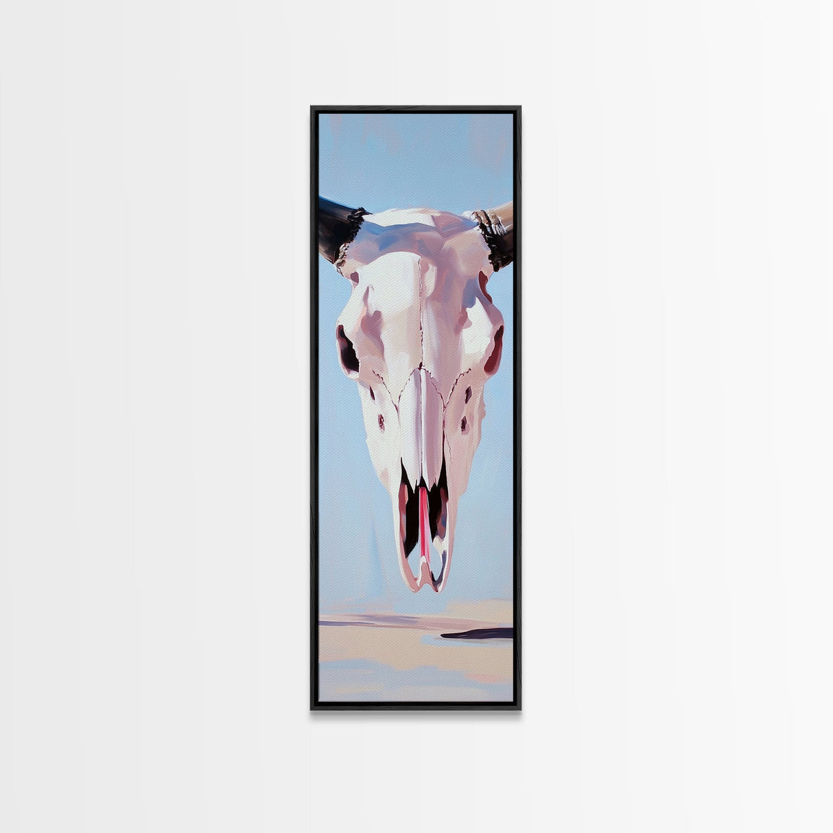 Bull Skull, Western Rustic, Desert Vibes, Framed Canvas Print, Boho Wall Art, Cowboy Aesthetic, Southwest Home Decor, Living Room Accent