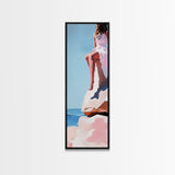 Seaside Muse, Minimalist Beach Art, Boho Coastal Wall Decor, Serene Ocean View, Contemporary Painting, Canvas Print, Bedroom Wall Art