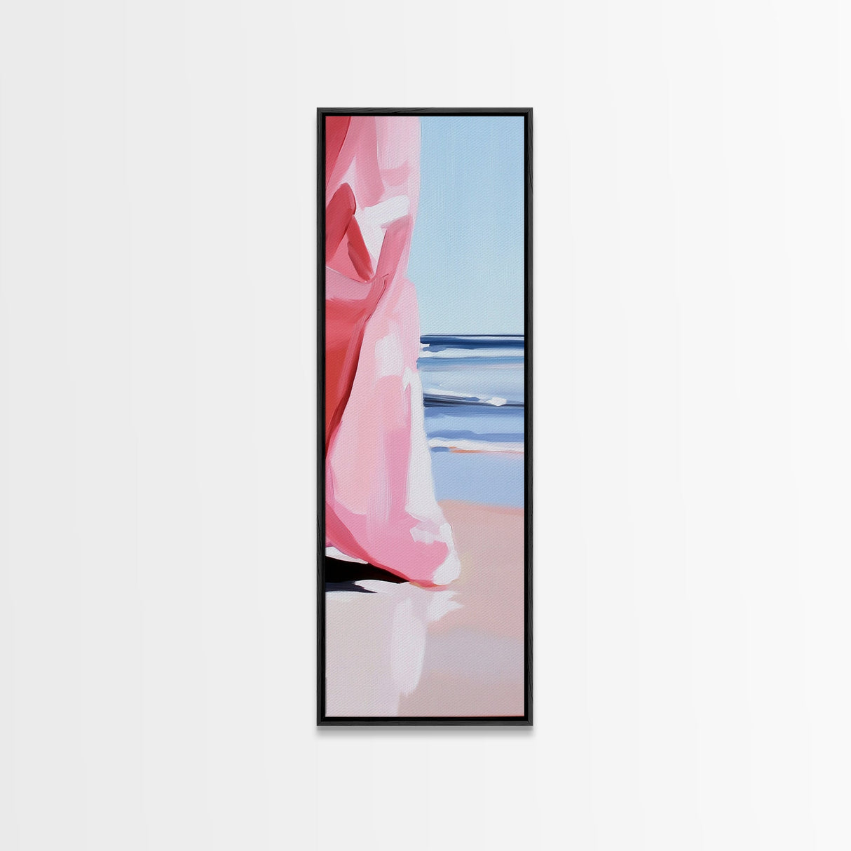 Windswept Dress, Ocean Breeze Art, Soft Pastel Coastal Decor, Feminine Beach Aesthetic, Modern Abstract Art, Canvas Print, Bedroom Wall Art
