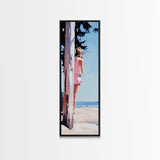 Beach Girl, Coastal Lifestyle, Summer Vibes, Ocean Inspired Aesthetic, Beach Wall Art, Sun-Kissed Decor, Framed Canvas Print, Relaxing Art