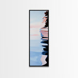 Serene Lake Reflection, minimalist art, modern landscape, abstract water painting, calming decor, bedroom wall art, framed canvas print