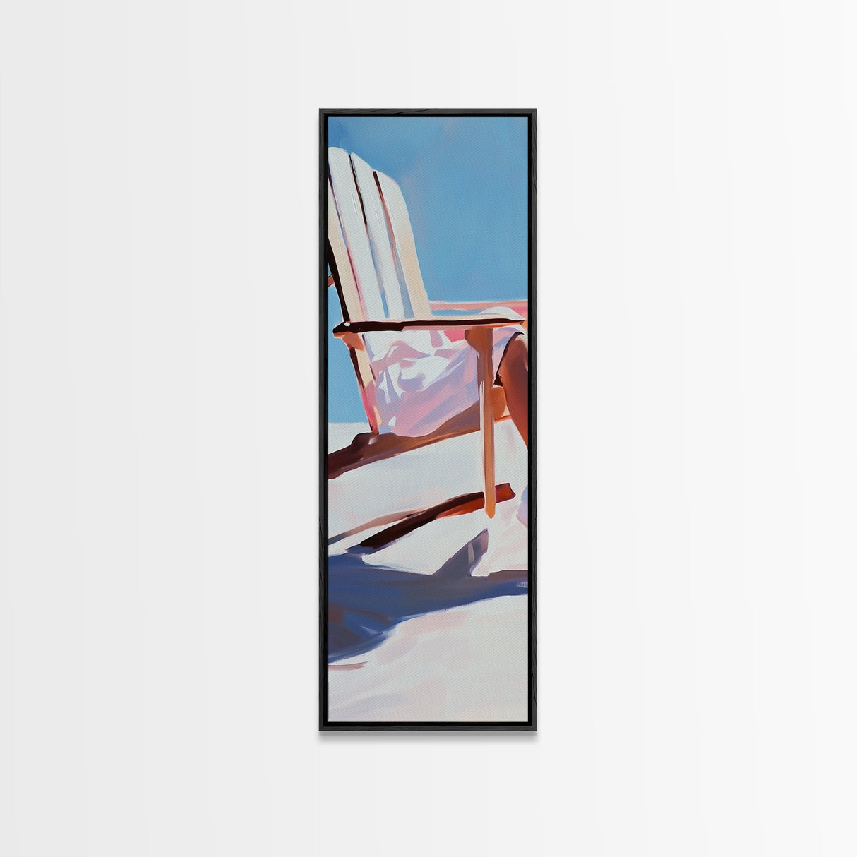 Beach Chair Relaxation, coastal art, summer vibes, minimalist beach painting, modern wall decor, living room art, framed canvas print