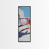 Beach Chair Relaxation, coastal art, summer vibes, minimalist beach painting, modern wall decor, living room art, framed canvas print