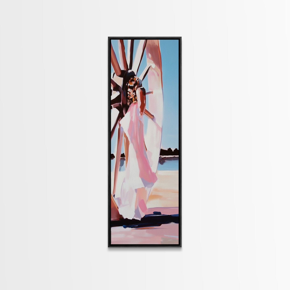 Sunset Glow, Romantic Wall Art, Dreamy Beach Vibes, Framed Canvas Print, Feminine Aesthetic, Bedroom Decor, Pastel Color Palette