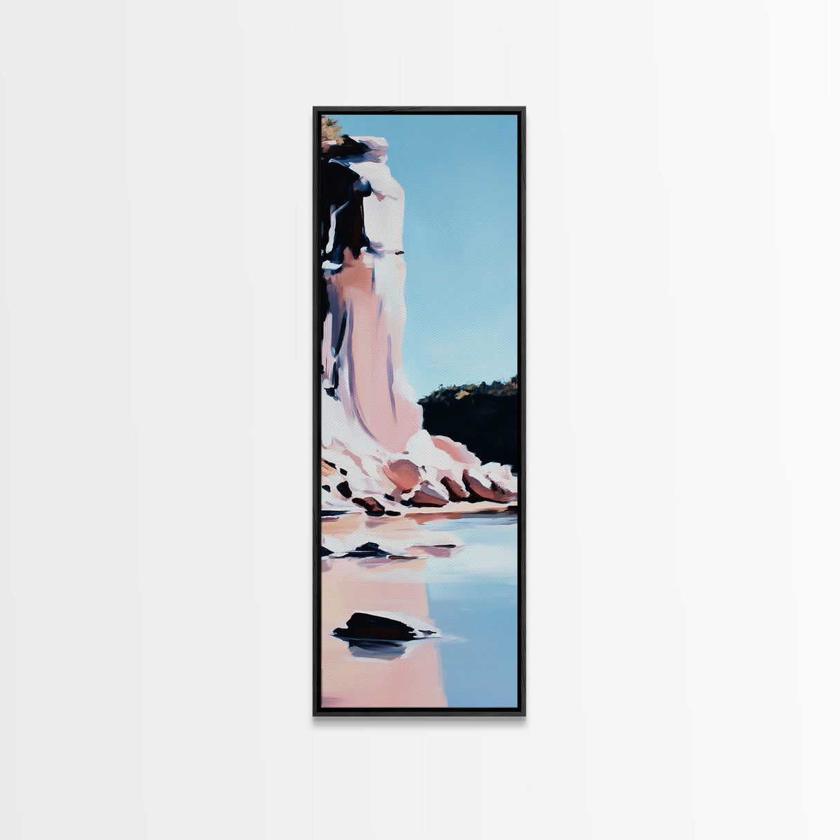 Cliffside Beauty, Ocean Landscape, Coastal Home Decor, Beach Wall Art, Modern Seascape, Framed Canvas Print, Minimalist Style