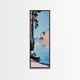 Lakeview Landscape, Minimalist Nature Art, Tranquil Waters, Framed Canvas Print, Modern Wall Decor, Pastel Home Art, Living Room Decor
