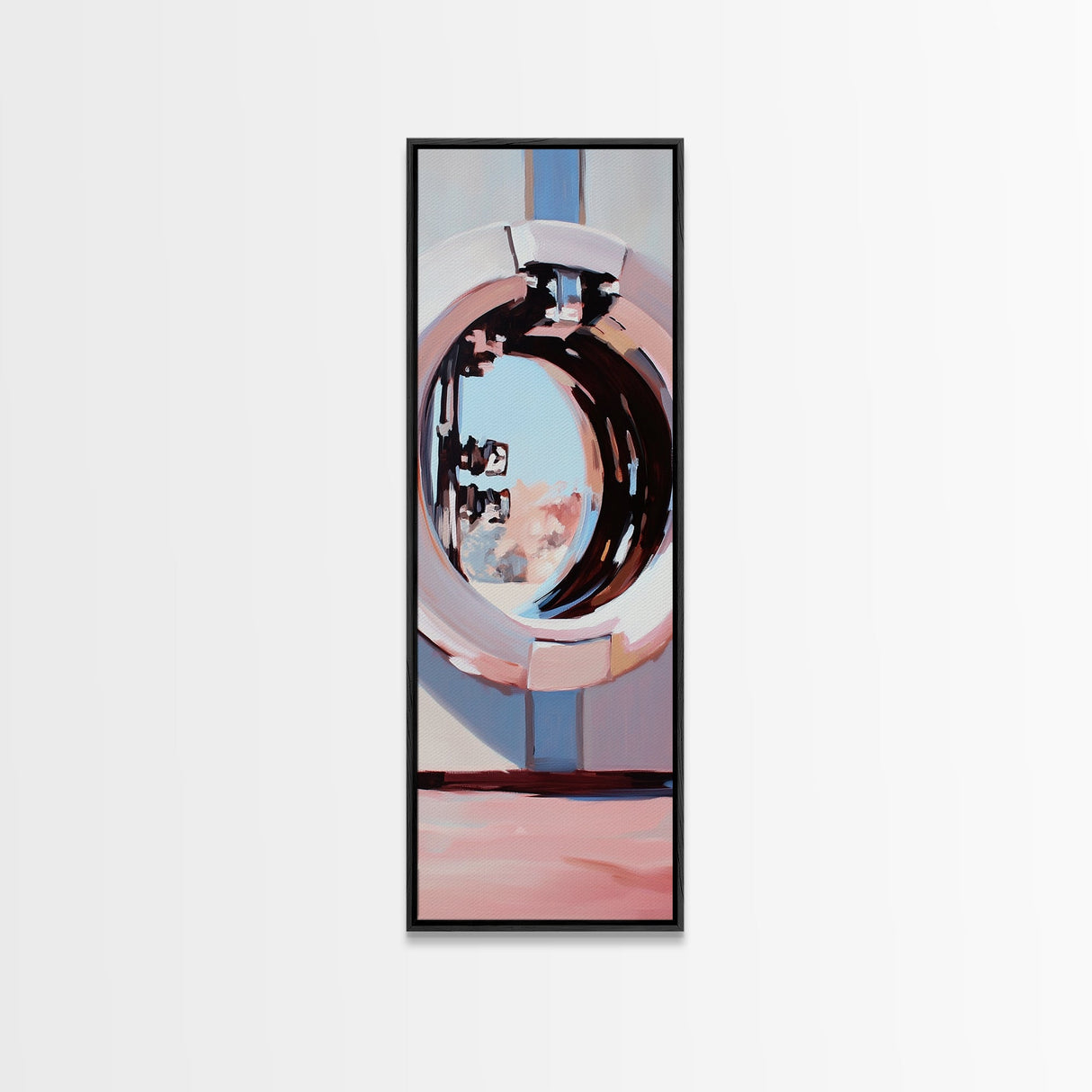 Porthole Reflection, Nautical Aesthetic, Ocean View Art, Framed Canvas Print, Modern Minimalist, Coastal Decor, Living Room Art